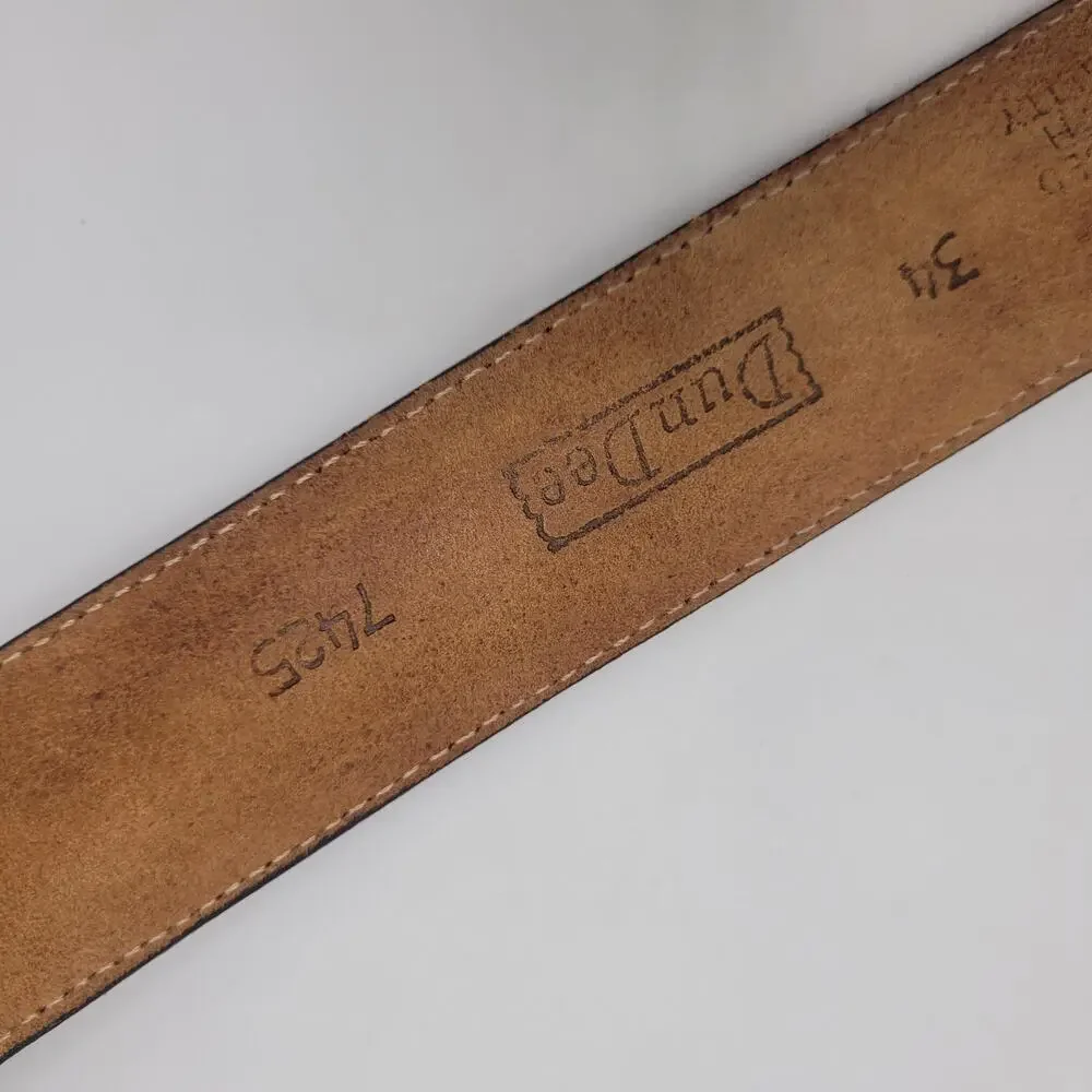 Vintage Dun Dee Belt 34 Brown Lizard Leather Western Zigzag Stitch‎ Cowboy Rodeo